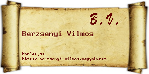 Berzsenyi Vilmos névjegykártya